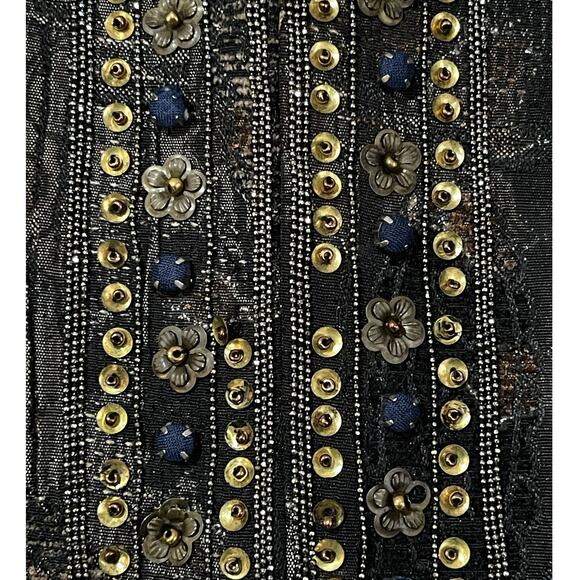 Chico's Womens Size Medium Dressy Brown Black Shimmer Sequin Bead Blazer Jacket - Picture 13 of 15